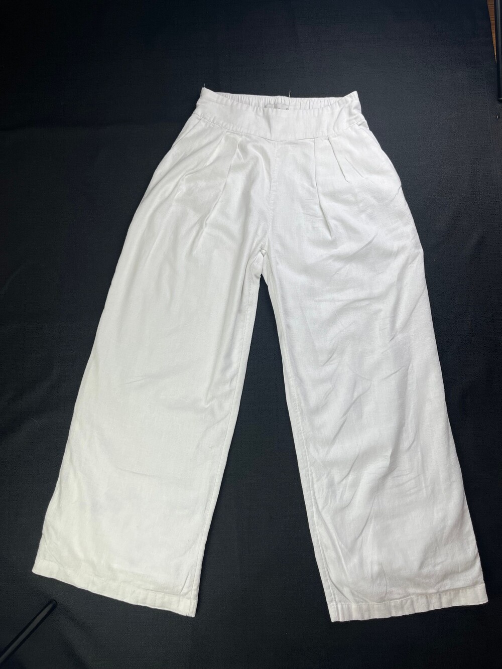 Abercrombie & Fitch XS White Wide-Leg Pants Linen Blend